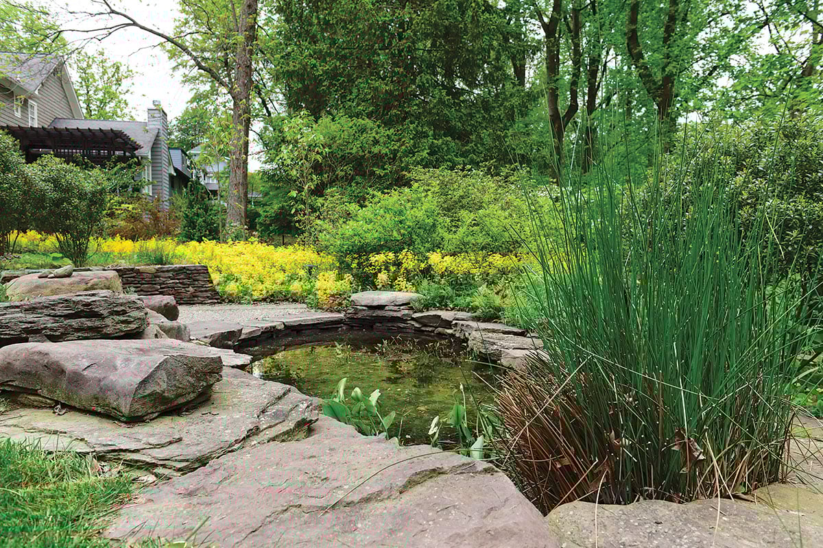 Tvarus sodas su lauko baldais