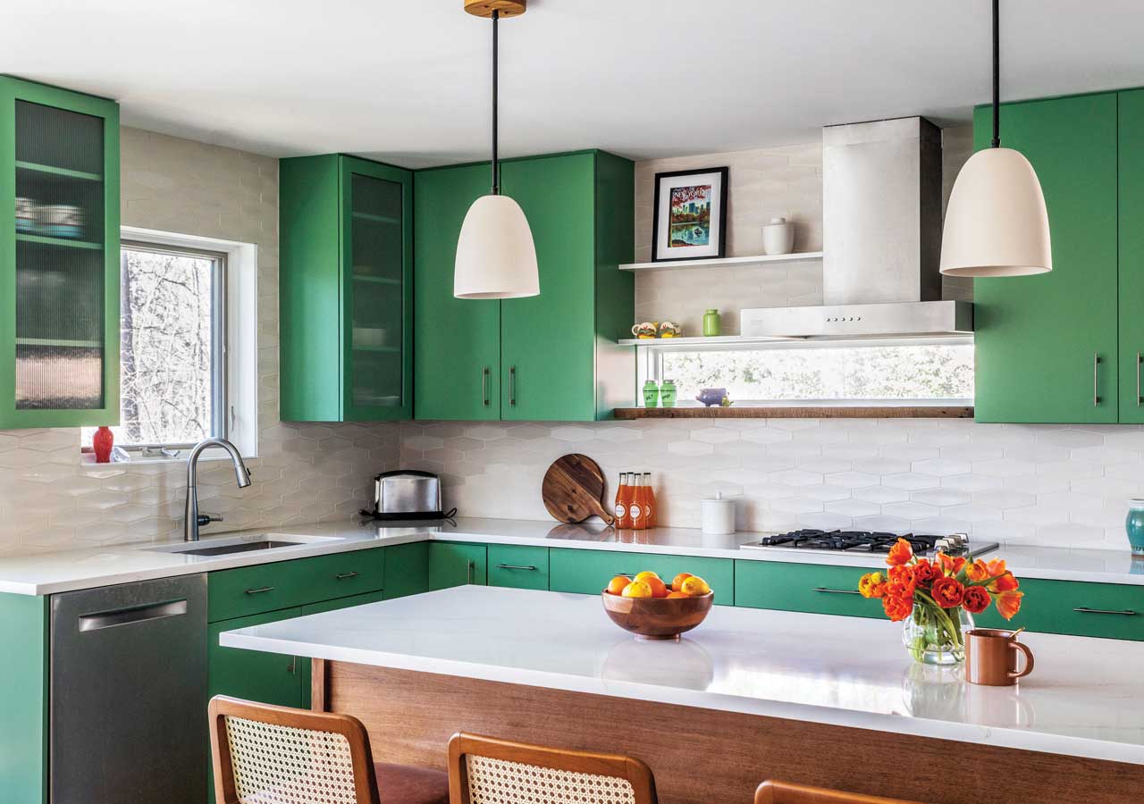Does the Color of This Green Kitchen Look Familiar?