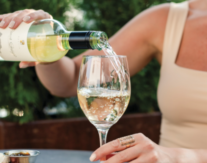 Wine on the patio at Simona Cafe