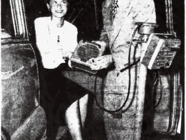 Paul Foley with beauty queen Peggy Wilson