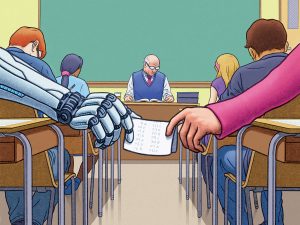 AI in the classroom Illustration by Chris Whetzel