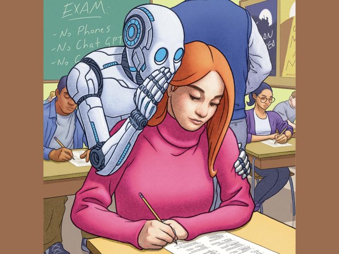AI and academic cheating Illustration by Chris Whetzel